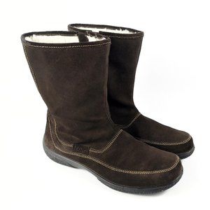 Hotter Winter Boots Brown Suede UK 8 Nearly New 3/4 high fleece lined US size 10